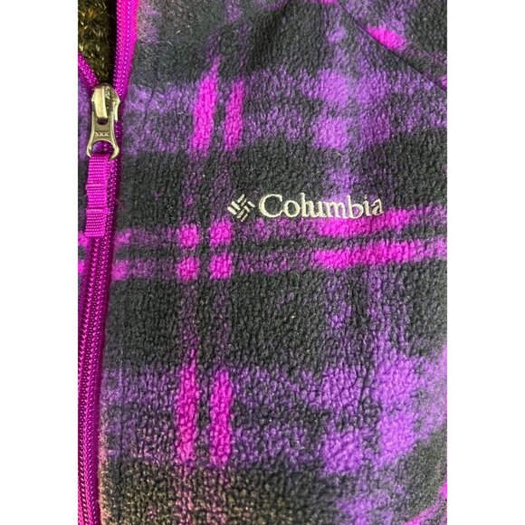 Columbia Youth Purple Plaid Full-Zip Fleece Jacket Size L - Picture 5 of 6